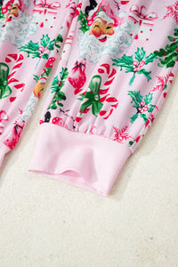 KaleaBoutique Comfortable Christmas Pattern Button V Neck Pullover Drawstring Pants 2pcs Lounge Set - KaleaBoutique.com