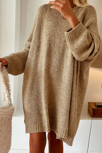 KaleaBoutique Comfortable Exposed Seam Drop Shoulder Oversize Sweater Mini Dress - KaleaBoutique.com