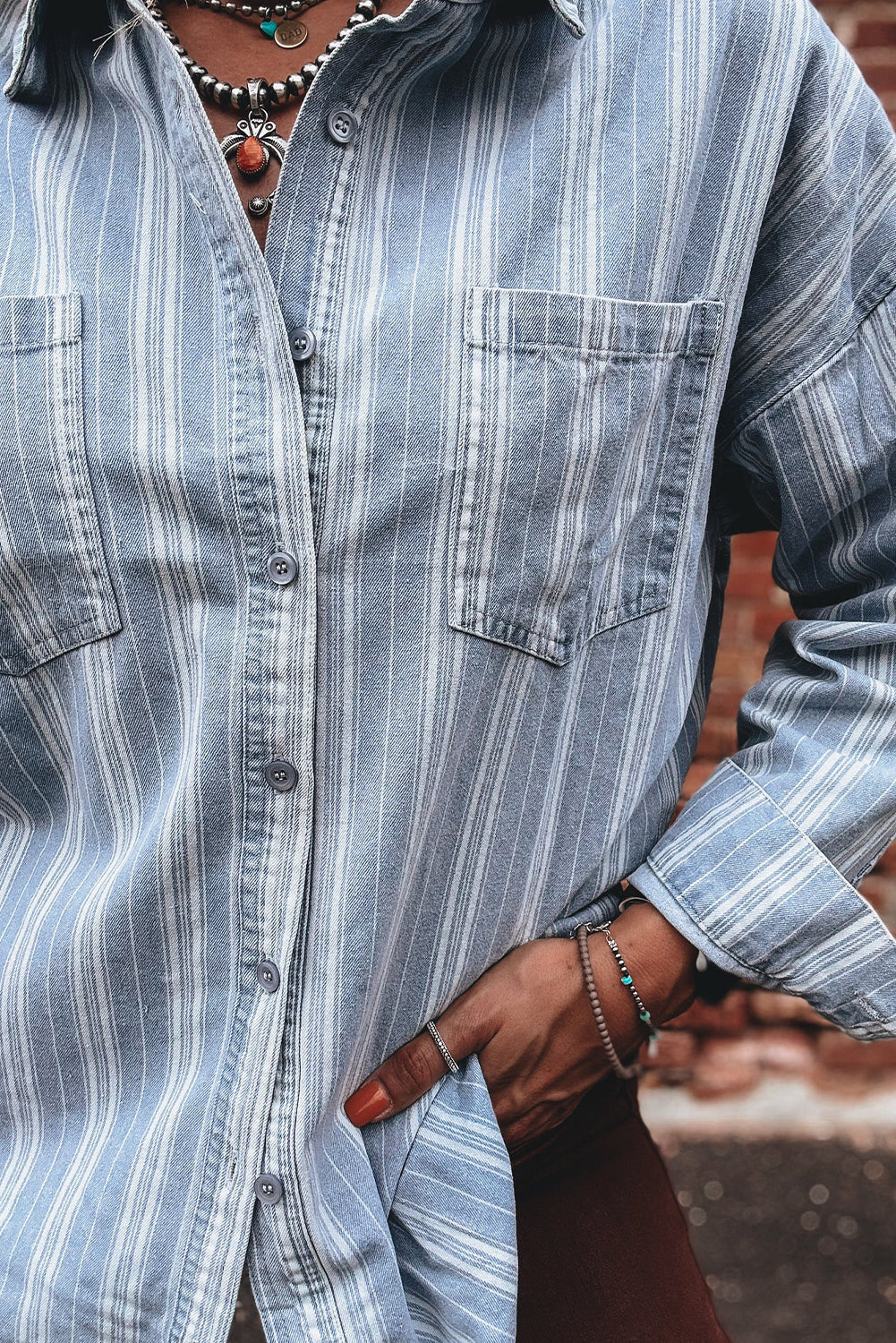 Boyfriend Chest Pocket Classic Denim Shacket - KaleaBoutique.com