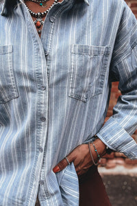 Boyfriend Chest Pocket Classic Denim Shacket - KaleaBoutique.com