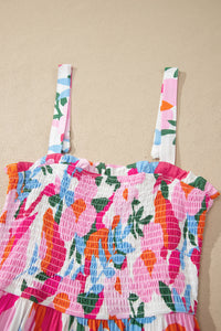 KaleaBoutique Comfortable Floral Print Adjustable Straps Smocked High Waist Sundress - KaleaBoutique.com
