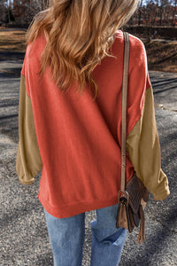KaleaBoutique Two Tone Patchwork Drop Shoulder Pullover Sweatshirt - KaleaBoutique.com