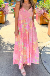 KaleaBoutique Comfortable Spaghetti Straps Floral Shirred High Waist Dress - KaleaBoutique.com