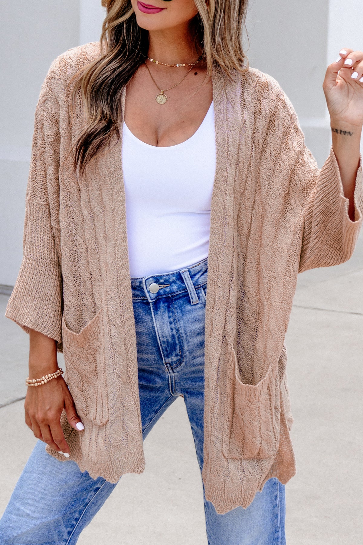 KaleaBoutique Comfortable Drop Shoulder Crochet Knit Open Front Cardigan - KaleaBoutique.com