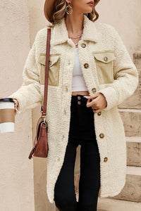KaleaBoutique Stylish Contrast Flap Pocket Single Breasted Teddy Coat - KaleaBoutique.com