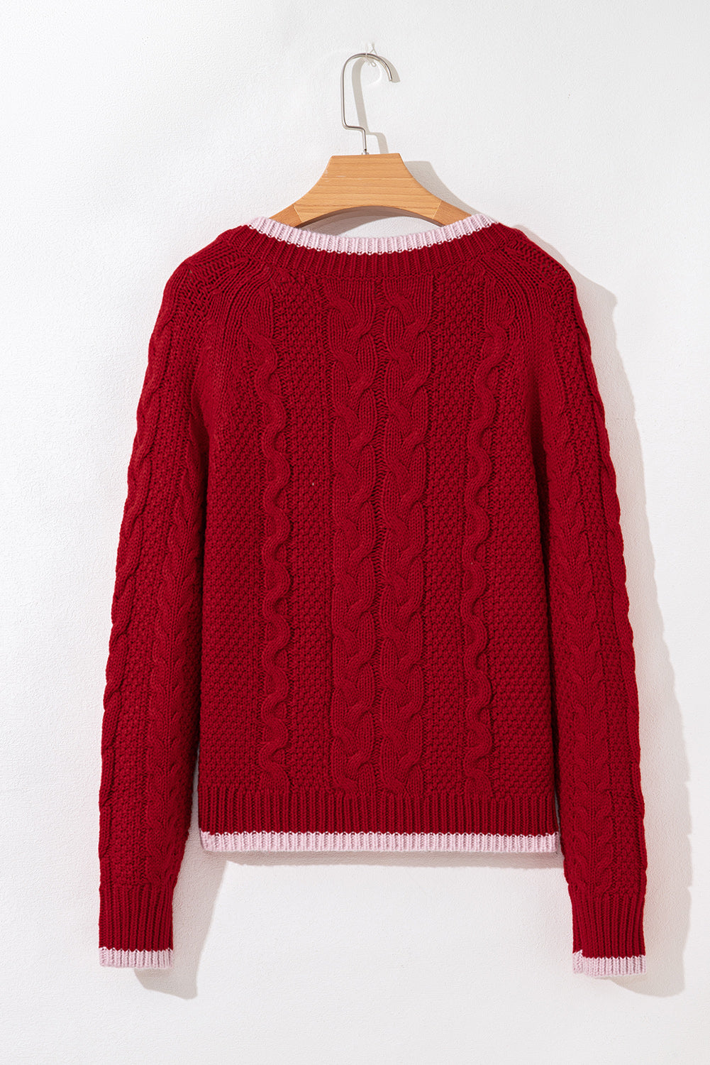 KaleaBoutique Comfortable Color Contrast Edge Cable Knit Buttoned Cardigan - KaleaBoutique.com
