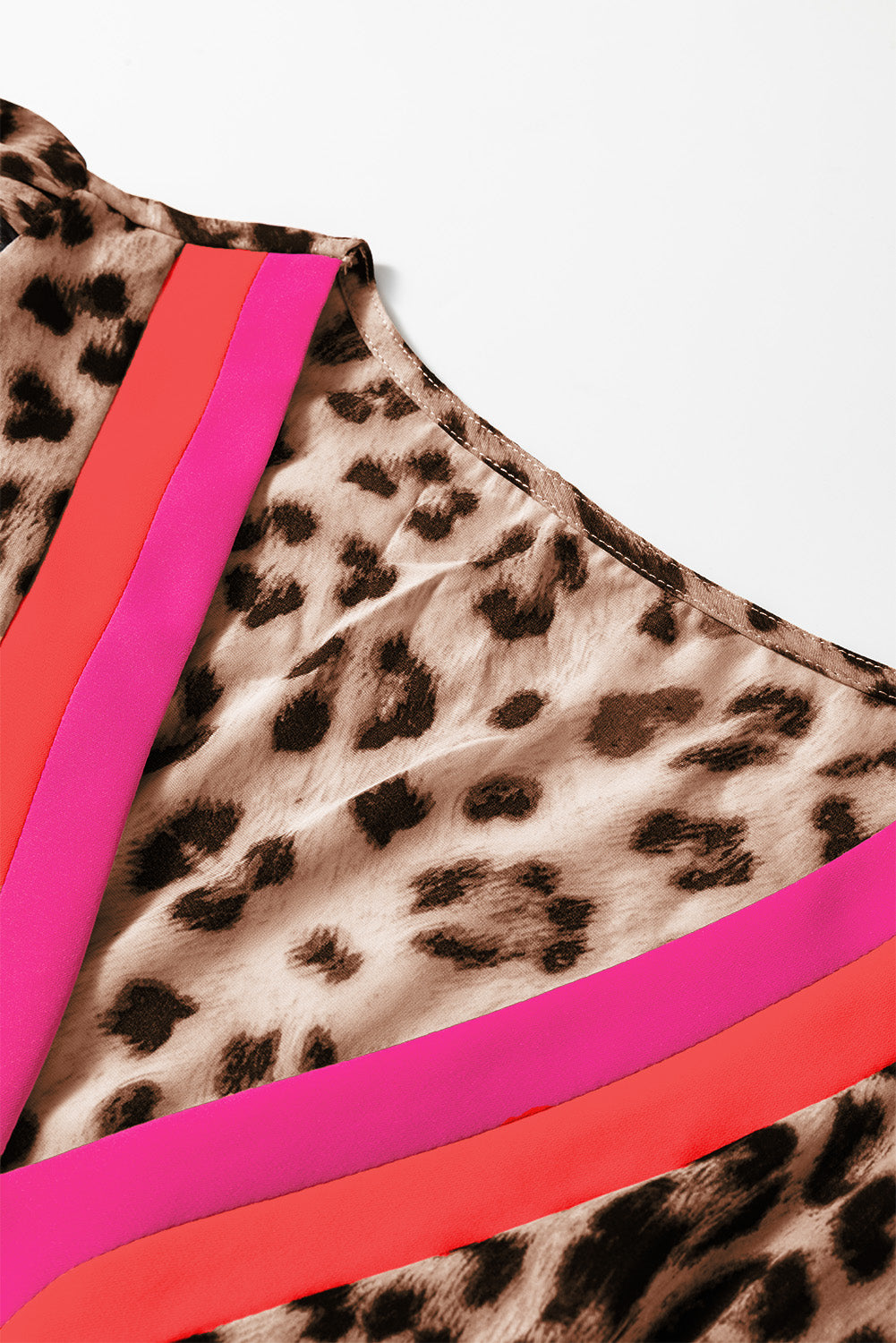 Leopard Color Block V Neck Loose Fit Maxi Dress - KaleaBoutique.com