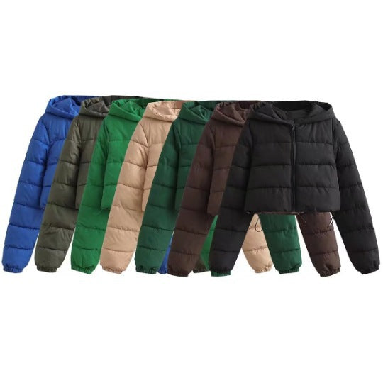 Women’s Short Hooded Loose-Fit Puffer Jacket - KaleaBoutique.com