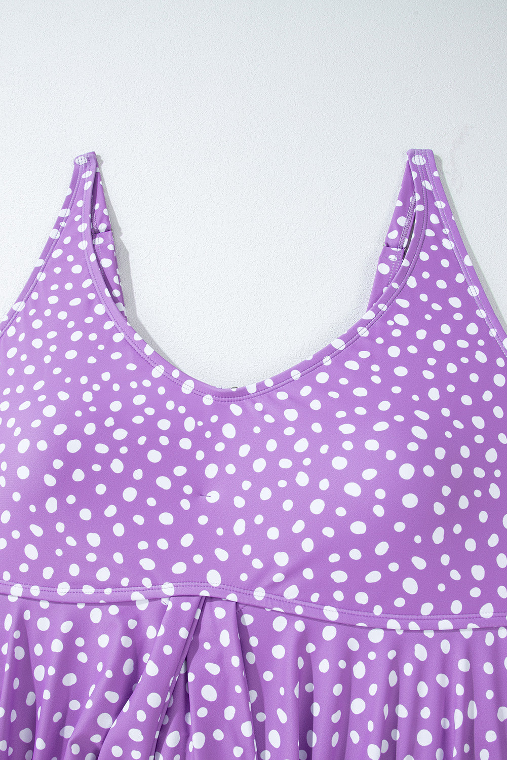 Plus Size Polka Dot Print Ruffled Knotted V Neck Tankini Set - KaleaBoutique.com
