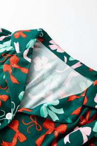 KaleaBoutique Stylish Festive Bow Print 2pcs Pajama Pant Set - KaleaBoutique.com