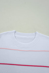 KaleaBoutique Comfortable Colorblock Striped Half Sleeve Drop Shoulder Sweater - KaleaBoutique.com