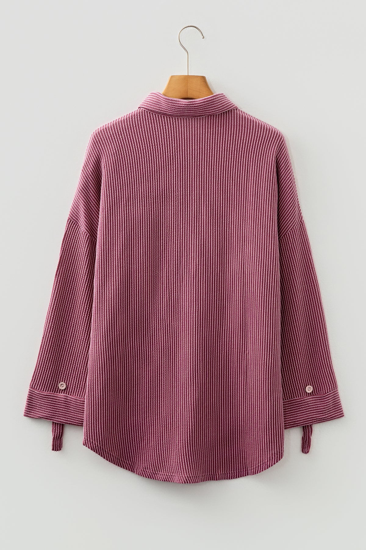 Pink Roll Tab Sleeve Ribbed Cording Shacket - KaleaBoutique.com