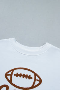 KaleaBoutique Stylish Embroidered Slogan Game Day Rugby Pattern Crewneck Sweatshirt - KaleaBoutique.com