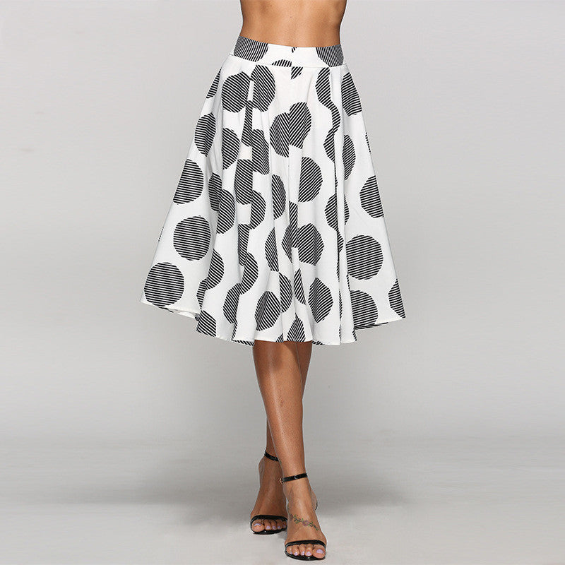 Women's Large Circle-Print Flared Midi Skirt - KaleaBoutique.com