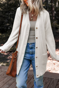 KaleaBoutique Comfortable Fuzzy Buttoned Front Midi Solid Cardigan - KaleaBoutique.com