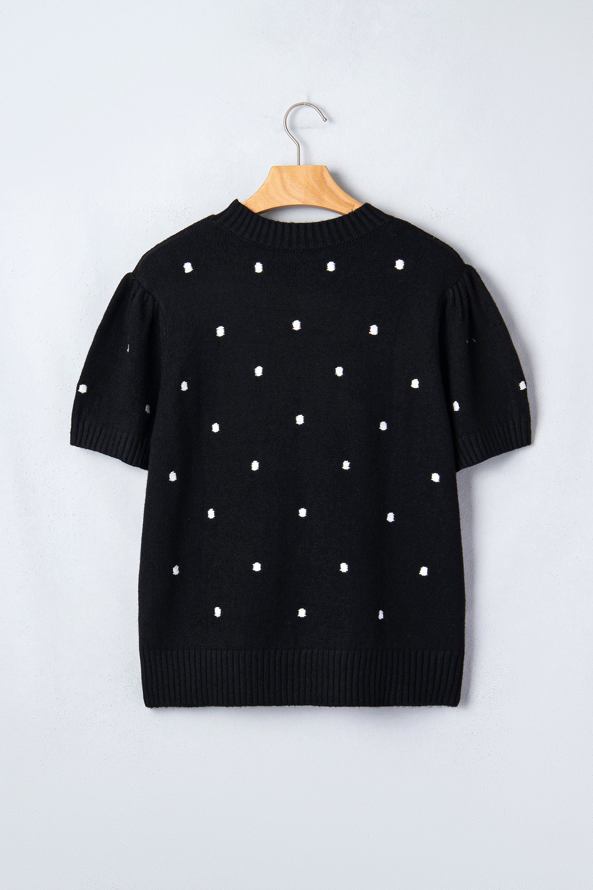 KaleaBoutique Comfortable Elegant Polka Dot Bubble Short Sleeve Sweater - KaleaBoutique.com