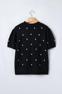 KaleaBoutique Comfortable Elegant Polka Dot Bubble Short Sleeve Sweater - KaleaBoutique.com