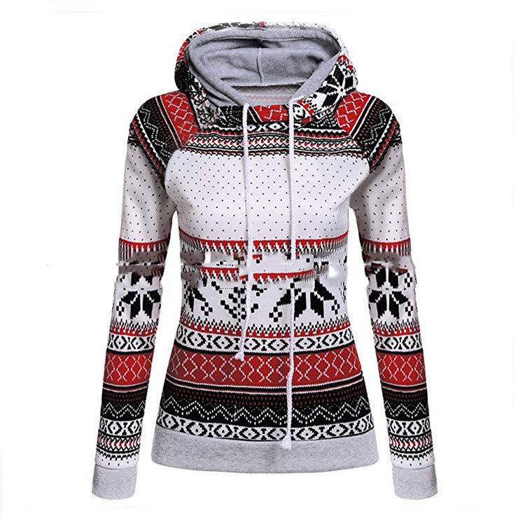 Women's Christmas Reindeer-Print Pullover Hoodie - KaleaBoutique.com