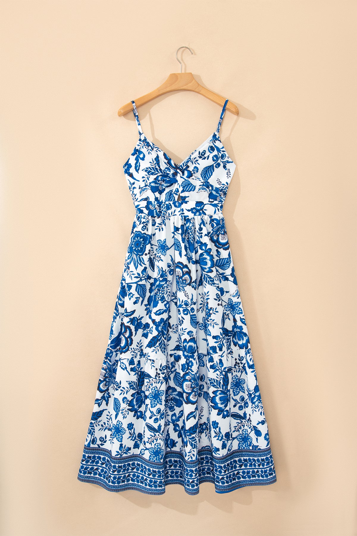 KaleaBoutique Stylish Twisted Bust Spaghetti Straps Backless Floral Maxi Dress - KaleaBoutique.com
