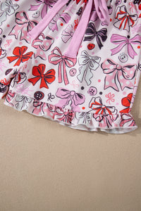 KaleaBoutique Stylish Cute Ribbon Bows Printed 2pcs Short Pajama Set - KaleaBoutique.com