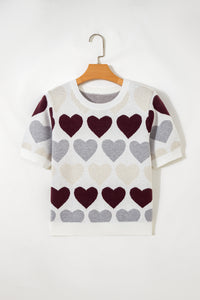 KaleaBoutique Comfortable Valentine Heart Short Sleeve Sweater - KaleaBoutique.com