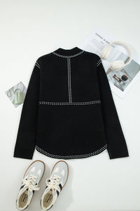 KaleaBoutique Stylish Contrast Trim Button up Sweater Cardigan - KaleaBoutique.com