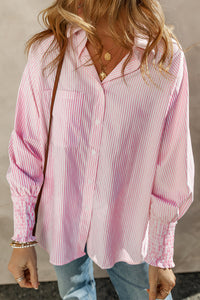 KaleaBoutique Shirred Cuffs Collared Raglan Sleeve Relaxed Shirt - KaleaBoutique.com