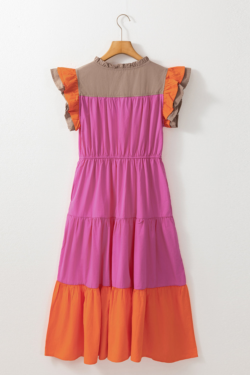 KaleaBoutique Color Block Tiered Notched Neck Ruffle Sleeve Dress KaleaBoutique.com KaleaBoutique Color Block Tiered Notched Neck Ruffle Sleeve Dress KaleaBoutique.com