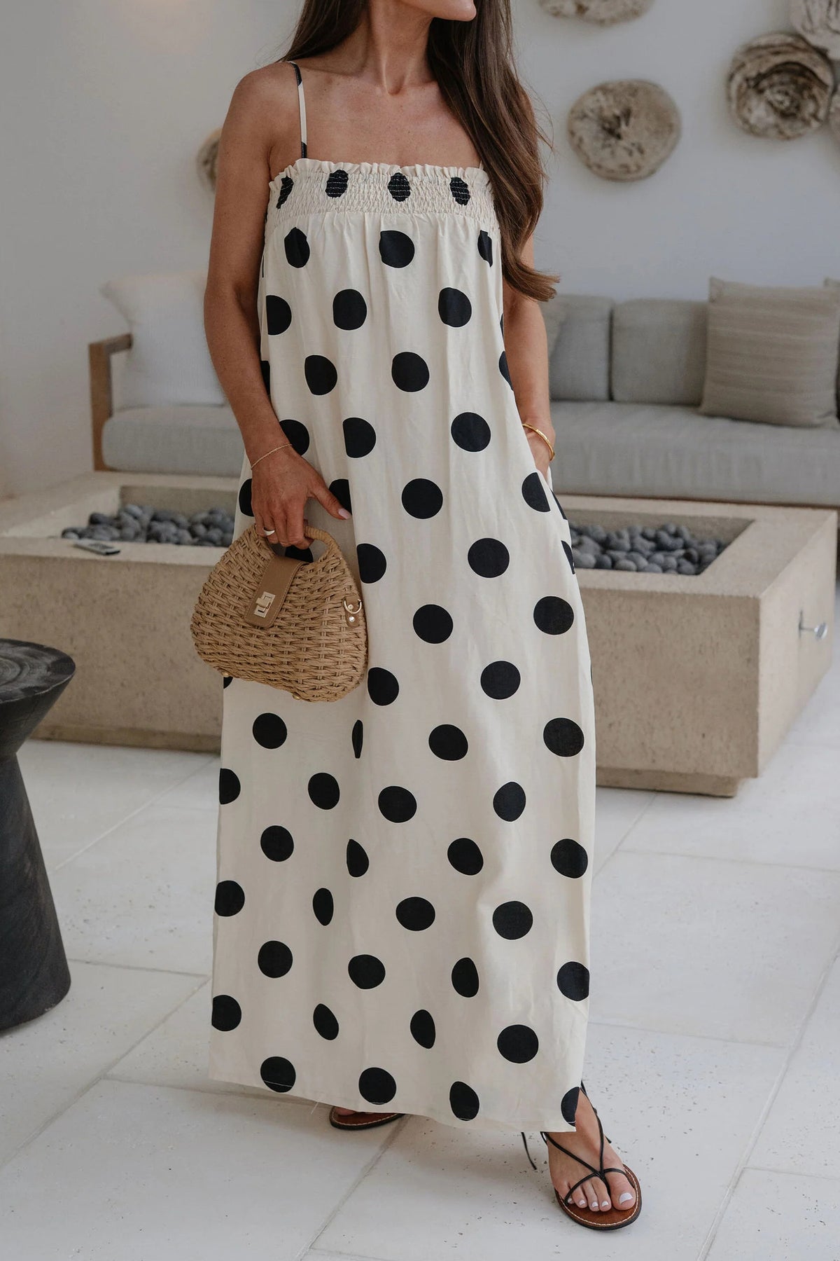 KaleaBoutique Stylish Polka Dot Spaghetti Straps Maxi Dress - KaleaBoutique.com