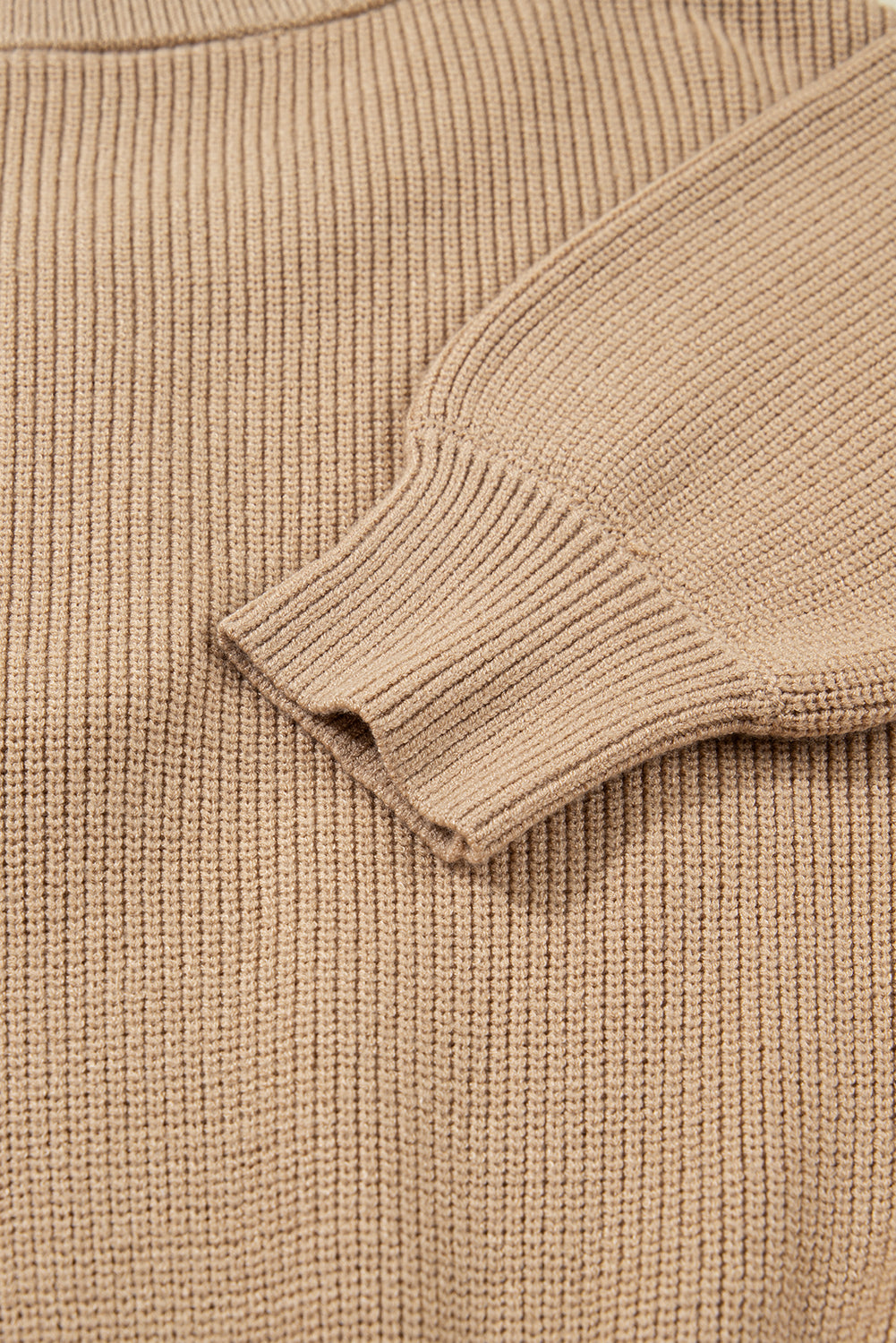 KaleaBoutique Stylish Pearl Embellished Keyhole Ribbed Sweater Dress - KaleaBoutique.com