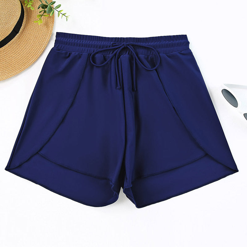 Women's Drawstring Overlap-Hem Swim Shorts - KaleaBoutique.com