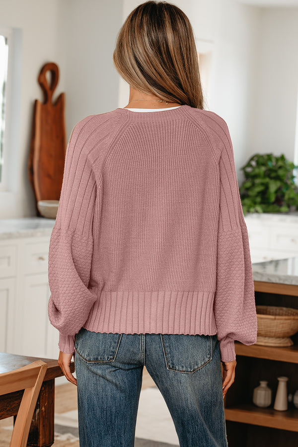 KaleaBoutique Comfortable Mixed Texture Knit Button V Neck Sweater Cardigan - KaleaBoutique.com