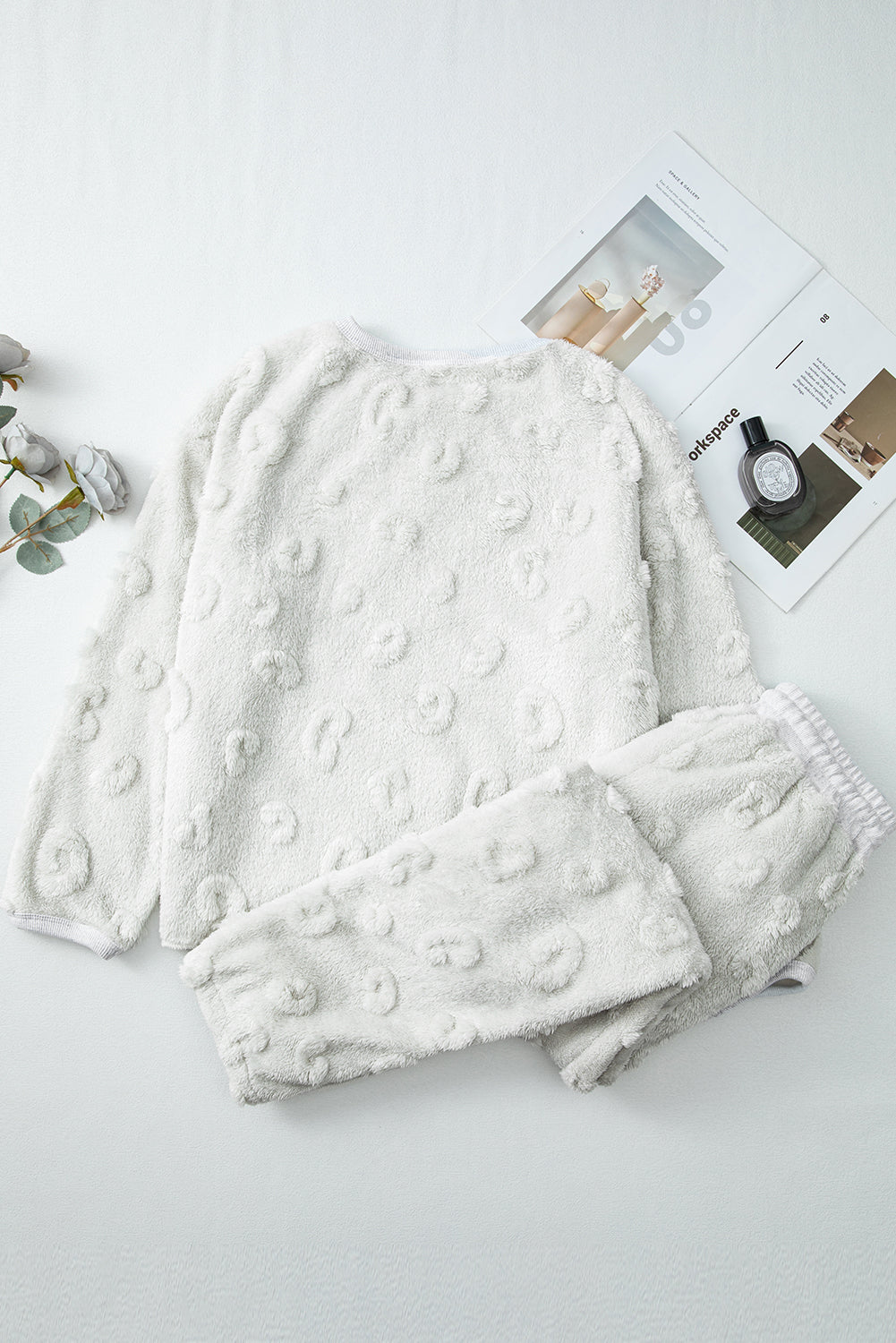 KaleaBoutique Stylish Leopard Textured Loose Fit Fleece Lounge Set - KaleaBoutique.com