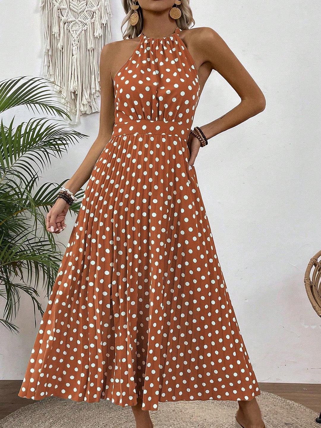 Women's Printed Halter-Neck Gathered-Waist Midi Dress - KaleaBoutique.com