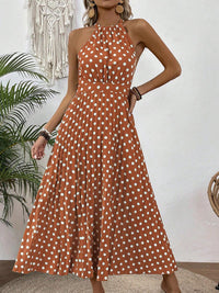 Women's Printed Halter-Neck Gathered-Waist Midi Dress - KaleaBoutique.com