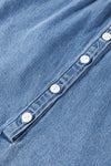 KaleaBoutique Frilled Raw Hem Half Buttoned Denim Top - KaleaBoutique.com
