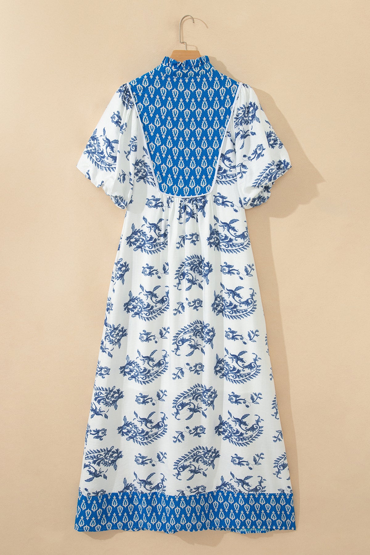 KaleaBoutique Comfortable Boho Abstract Print Contrast Trim V Neck Tassel Tie Dress - KaleaBoutique.com