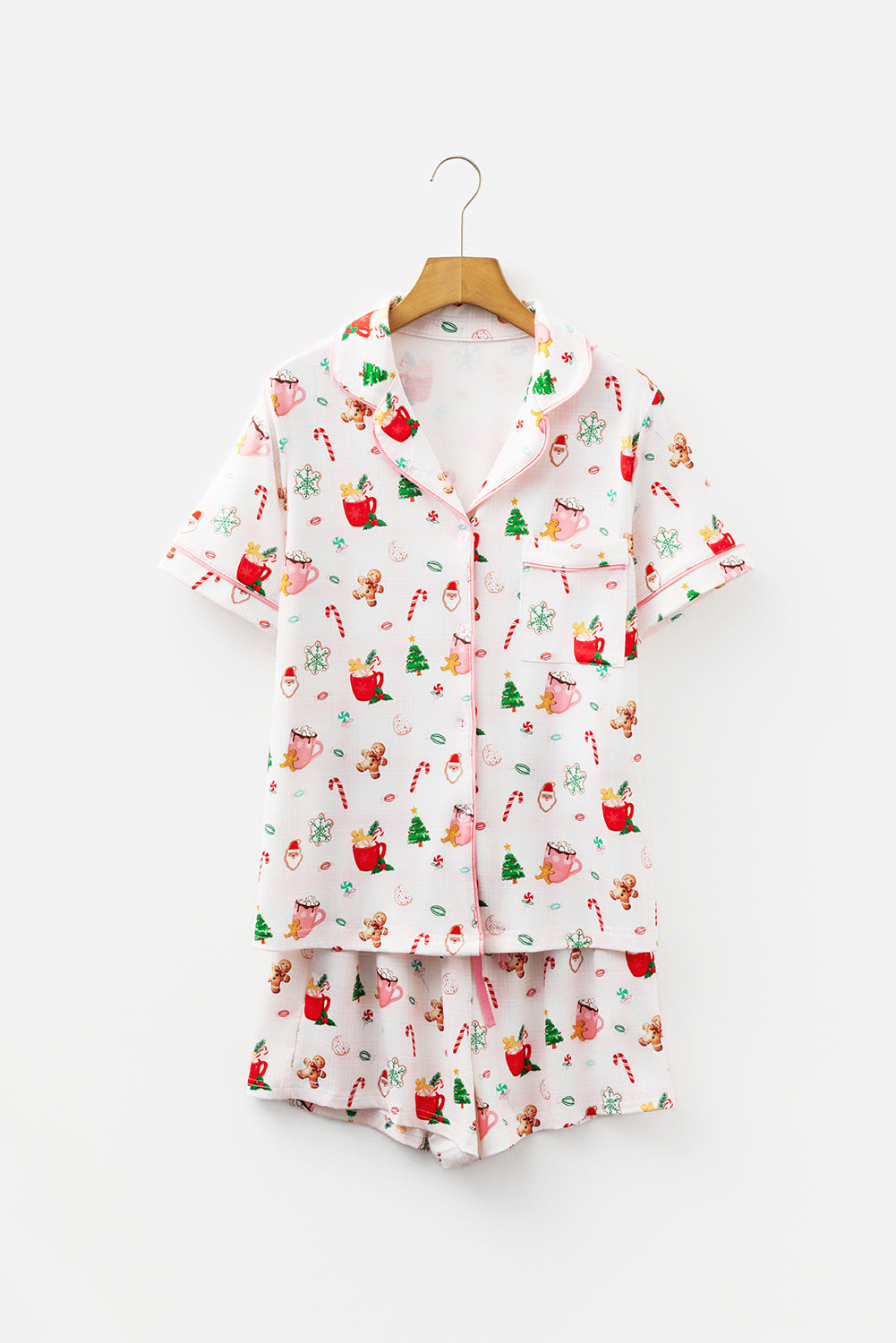 KaleaBoutique Comfortable Christmas Spirits Shirt Style 2pcs Short Pajama Set - KaleaBoutique.com