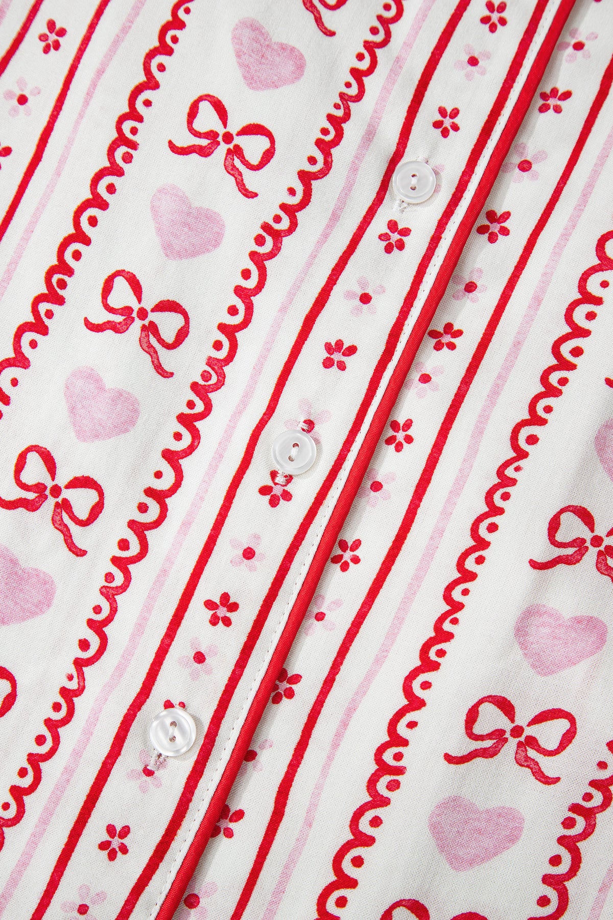 KaleaBoutique Stylish Cute Bow Heart Print Ribbon Decor Short 2pcs Pajama Set - KaleaBoutique.com