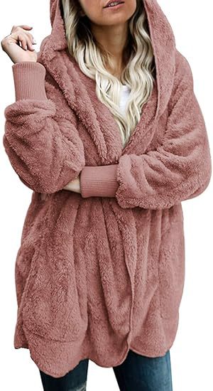 Women's Hooded Plush-Texture Longline Coat - KaleaBoutique.com