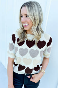 KaleaBoutique Comfortable Valentine Heart Short Sleeve Sweater - KaleaBoutique.com