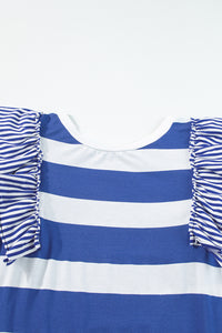 Contrast Ruffled Sleeve T-shirt Dress - KaleaBoutique.com