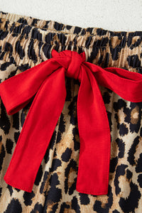 KaleaBoutique Stylish Retro Plaid Leopard Print Patchwork Long Sleeve Shorts Pajama Set - KaleaBoutique.com
