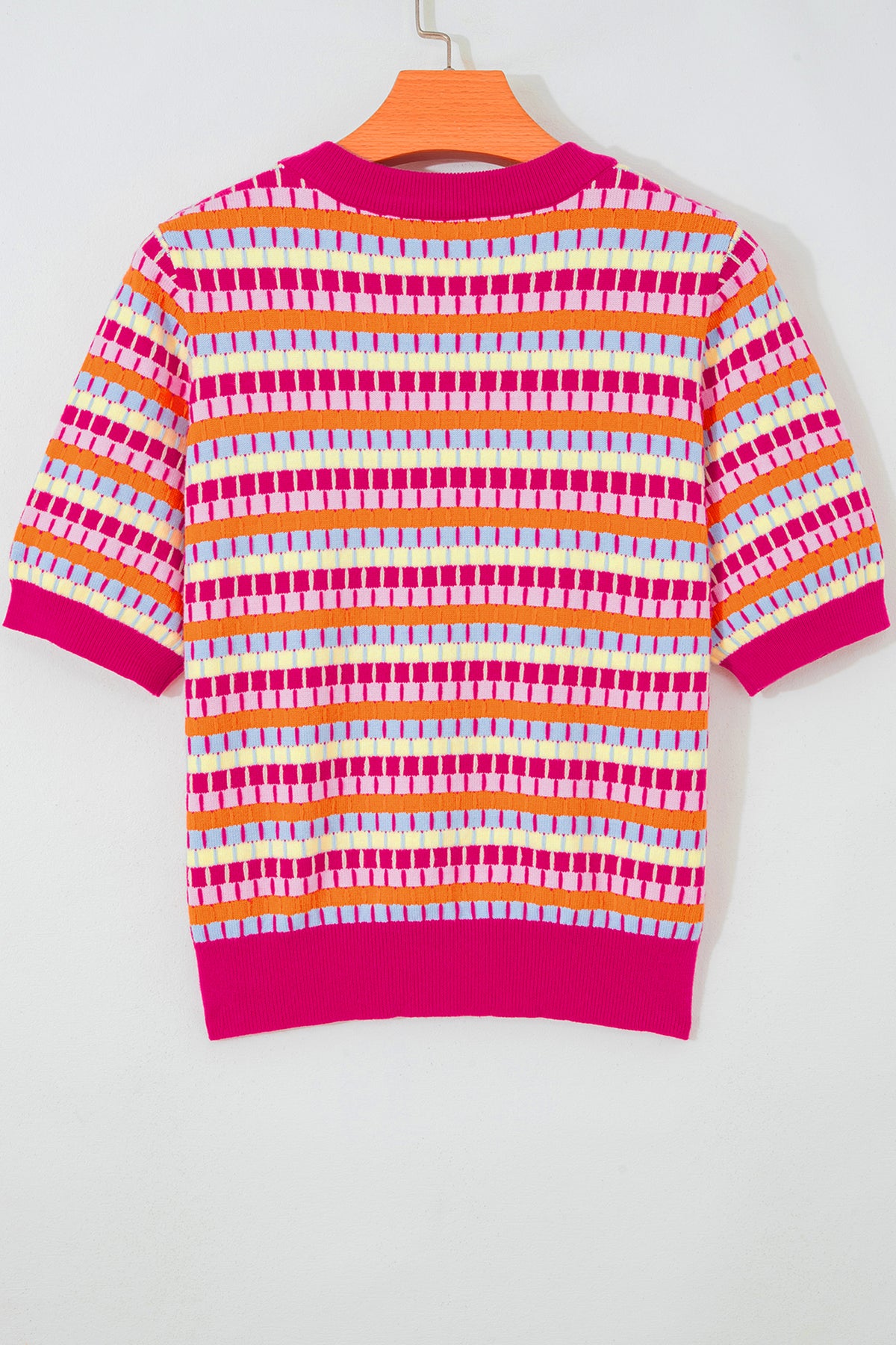 KaleaBoutique Stylish Abstract Striped Knit Short Sleeve Sweater - KaleaBoutique.com