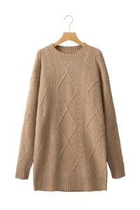 KaleaBoutique Stylish Cable Knit Drop Shoulder Loose Fit Sweater Dress - KaleaBoutique.com