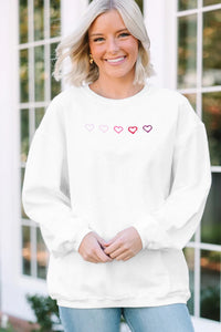 3d Ribbed XOXO Heart Embroidered Drop Shoulder Sweatshirt - KaleaBoutique.com