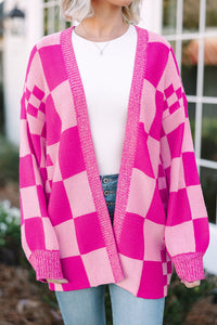 KaleaBoutique Stylish Checkered Printed Ribbed Trim Open Front Cardigan - KaleaBoutique.com