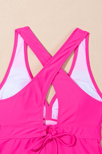 KaleaBoutique Stylish V Neck Ruffled Hem Floral Bottom Tankini 2 Piece Set - KaleaBoutique.com