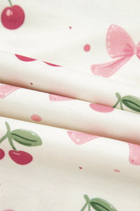 KaleaBoutique Comfortable Bow Fruit Print Contrast Pipping Short Pajamas Set - KaleaBoutique.com