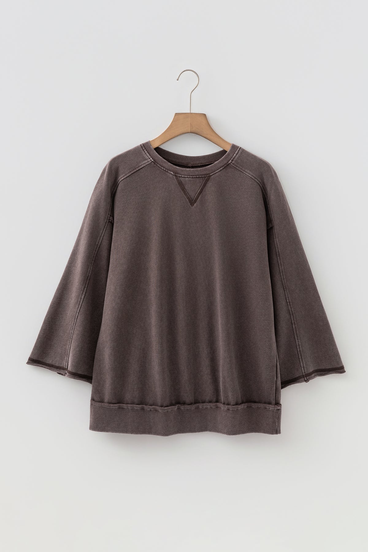 KaleaBoutique Stylish 3/4 Sleeve Mineral Wash Loose Cotton Top - KaleaBoutique.com
